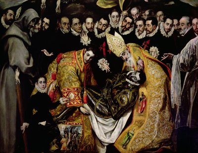 Kreivi Orgazin hautaus, legenda vuodelta 1323, yksityiskohta nuoresta sivusta, St. Etienne, kreivi ja Pyhä Augustine tekijältä El Greco