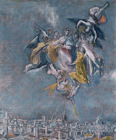 Näkymä ja Toledon kartta (maalaus kankaalle) tekijältä El (1541-1614) Greco