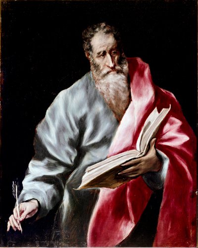 Toledon katedraalin apostolaatti: "" Pyhä Matteus"" Domenikos Theotokopoulos dit El Grecon maalaus (1541-1614) 1602-1605 su. 100x76 cm Toledo, katedraali tekijältä El Greco