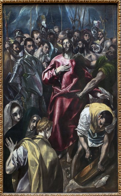 Kristus riisui tunikansa. Domenikos Theotokopoulosin maalaus Kreikka (1541-1614), öljy kankaalle, vuosilta 1583-1584 (99 x 165 cm). espanjalainen taide tekijältä El Greco
