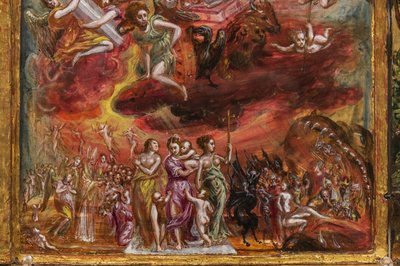 Kannettava alttari: keskuspaneeli, joka kuvaa allegoriaa kristillisestä ritarista, yksityiskohta numerosta 2384586 (paneelissa tempera grassa) tekijältä El Greco
