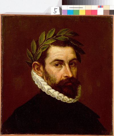 ""Runoilija Alonso de Ercilla y Zunigan (1533-1594) muotokuva"" Domenikos Theotokopoulosin maalaus, joka tunnetaan nimellä El Greco (1540-1614) 1576-1578 Koko 44,3x41,5 cm Pietarin Eremitaašimuseo tekijältä El Greco