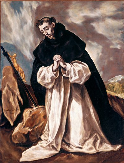 Pyhä Dominica rukouksessa Domenikos Theotokopoulos dit El Grecon maalaus (1541-1614) 1598-1603 su. 120x88 cm Toledon katedraali (Toledo) tekijältä El Greco