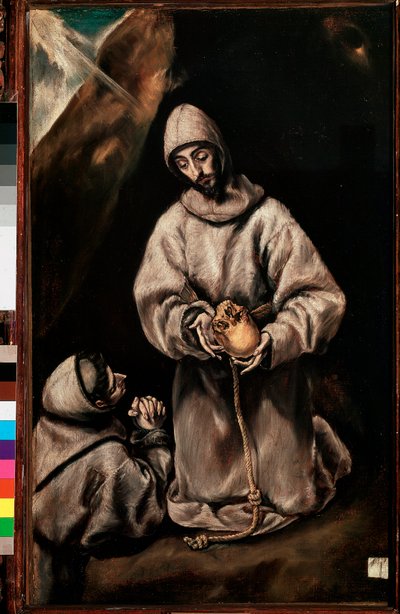 Pyhä Francois Assisilainen ja veli Leon (Leone) meditoivat kuolemaa, n. 1600 (öljy kankaalle) tekijältä El Greco