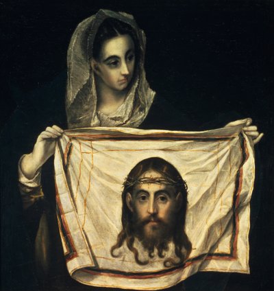 St. Veronica pyhän käärinliinan kanssa tekijältä El Greco