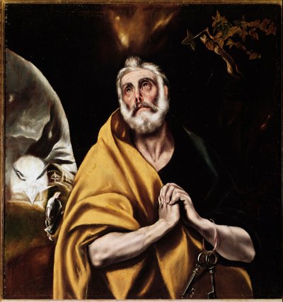 Pyhän Pietarin kyyneleet (öljy kankaalle, n. 1594-1604) tekijältä El Greco