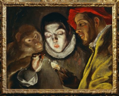 Affe, Kerze anzündender Knabe und Mann tekijältä El Greco