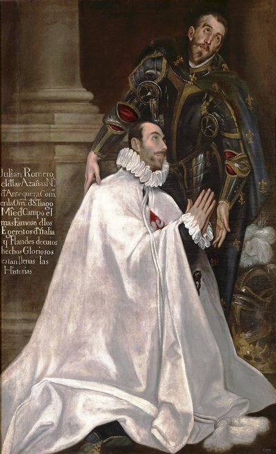 Julián Romero de las Azanas ja hänen suojelijansa Pyhä Julianus tekijältä El Greco