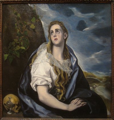 Espanjaksi:  Magdalena penitente (El Greco, Worcester) Katuva Magdaleena. tekijältä El Greco