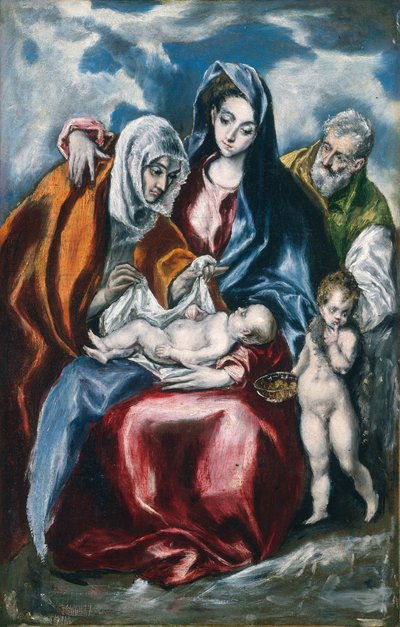 Pyhä perhe, Pyhä Anna ja Johannes Kastajan lapsi, noin 1595-1600. tekijältä El Greco