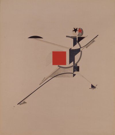 Uusi. Figuuri A. Kruchenykhin oopperaan Voitto auringon yli, 1920-1921 tekijältä Eliezer Markowich Lissitzky