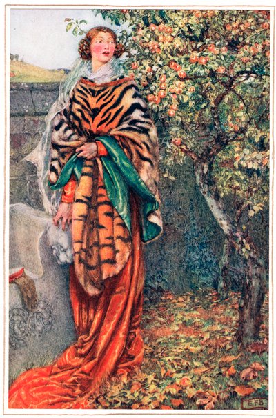 Kun kuningas oli katsonut häntä tyhjänä ja ohimennen, esimerkki Alfred Tennysonin (1809-92) teoksesta "Idylls of the King", julkaisija Hodder & Stoughton tekijältä Eleanor Fortescue Brickdale