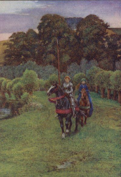 Kuvitus Alfred Lord Tennysonin teokselle Idylls Of The King (värilitho) tekijältä Eleanor Fortescue Brickdale