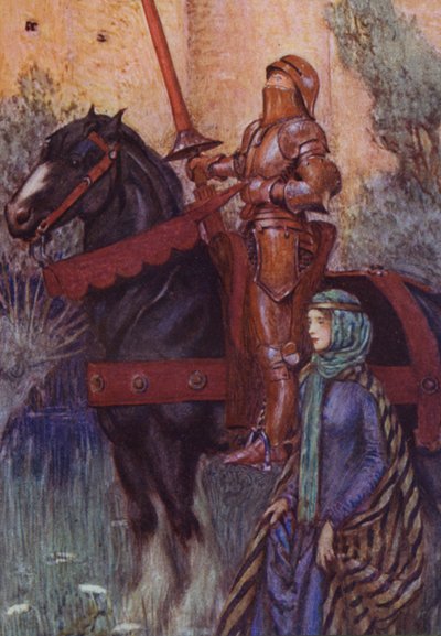 Kuvitus Alfred Lord Tennysonin teokselle Idylls Of The King (värilitho) tekijältä Eleanor Fortescue Brickdale