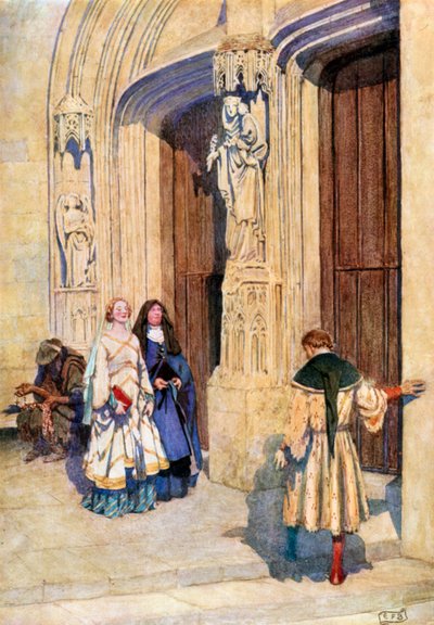 Petrach ja Laura Avignonissa. Leigh Hunt (värilitografia) tekijältä Eleanor Fortescue-Brickdale
