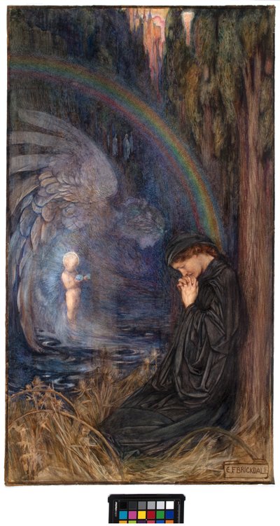 Postuumisti syntynyt lapsi, noin 1904 (vesiväri ja guassi paperille). tekijältä Eleanor Fortescue Brickdale