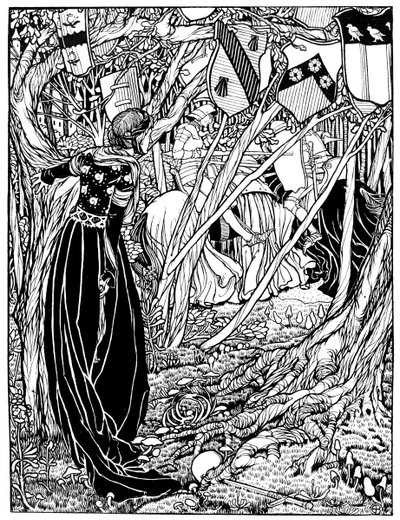 Piirros Sir Lancelot Du Lakelle, 1898. tekijältä Eleanor Fortescue Brickdale