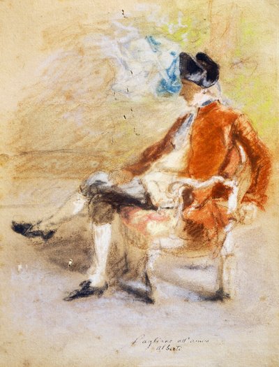 Hahmo 1700-luvun puvussa, noin 1890 (pastelli paperille). tekijältä Eleuterio Pagliano