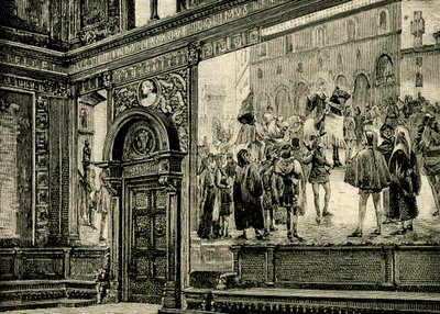 Elia Boncin (1866-1953) tekemät Barnabilaisten palatsin suuren salin freskot, Macerata, Marche, Italia. tekijältä Elia Bonci