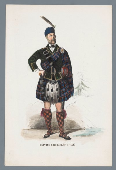 Skotlantilainen puku. (1800-luku.) (otsikko esineessä) tekijältä Elias Spanier