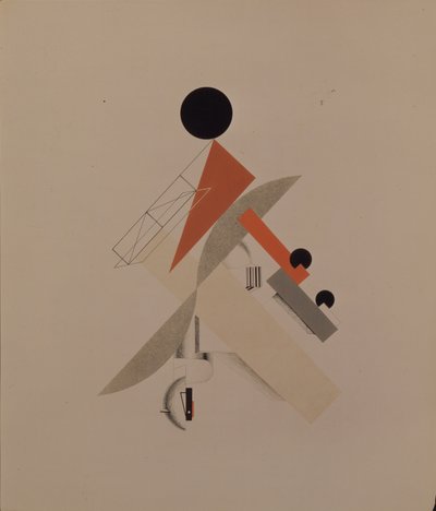 Maailmanmatkaaja. Figuuri A. Kruchenykhin oopperaan Voitto auringon yli, 1920-1921 tekijältä Eliezer Markowich Lissitzky