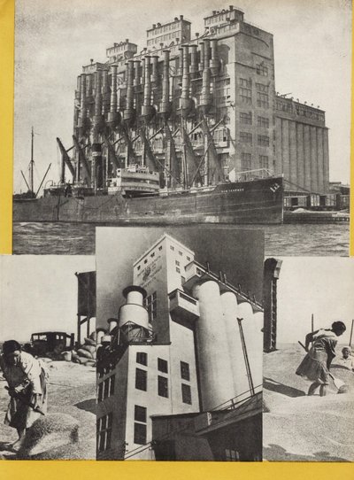 Kuvitus julkaisusta Neuvostoliitto rakentaa sosialismia, 1933. tekijältä Eliezer Markowich Lissitzky