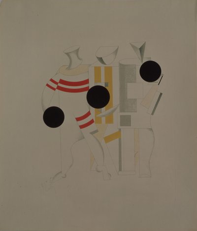 Urheilijat. Figuuri A. Kruchenykhin oopperaan Voitto auringon yli, 1920-1921 tekijältä Eliezer Markowich Lissitzky