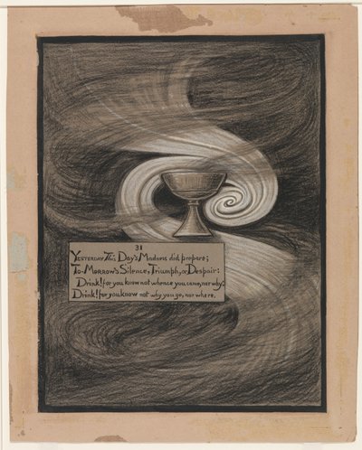 (Omar Khayyámin Rubáiyátin kuvitus) Epätoivon malja (The Cup of Despair) tekijältä Elihu Vedder