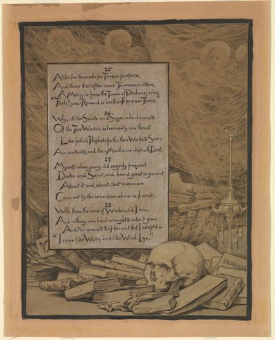 (Omar Khayyámin Rubáiyátin kuvitus) Teologia tekijältä Elihu Vedder