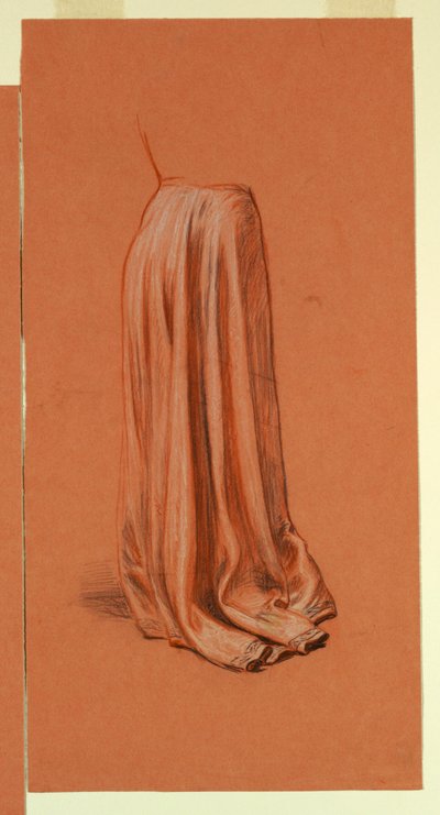 Piirustus, Drapery (opinnäytetyö öljyvärimaalausta varten, "Wedding Procession" tai "The Dance"), n. 1872-79. tekijältä Elihu Vedder