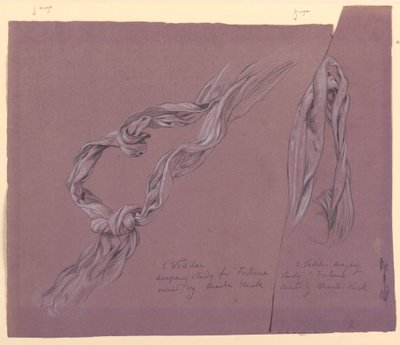 Piirustus, Fortune-hahmon draperia, n. 1877. tekijältä Elihu Vedder
