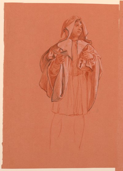 Piirustus, hupullinen hahmo, n. 1885. tekijältä Elihu Vedder