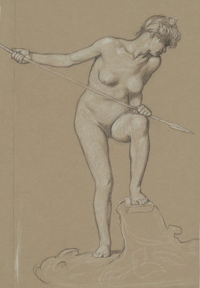 Tyttö Spearing Dolphin, c. 1900. tekijältä Elihu Vedder