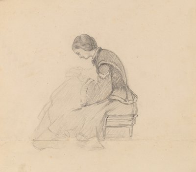 Tutkimus tytöstä, joka lukee, n. 1858. tekijältä Elihu Vedder