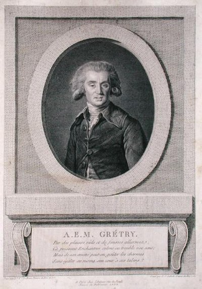 Andre Ernest Modeste Gretry (1741-1813), kaiverrus Louis Jacques Cathelin (1738-1804) 1786 (kaiverrus) tekijältä Elisabeth Louise (after) Vigee Lebrun