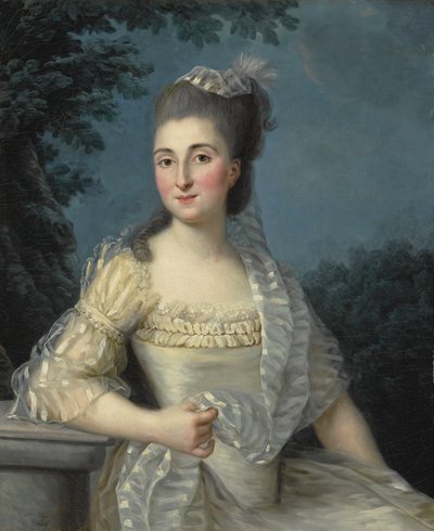 Muotokuva valkoiseen pukeutuneesta nuoresta naisesta, puolipitkä. tekijältä Élisabeth Louise Vigée Le Brun