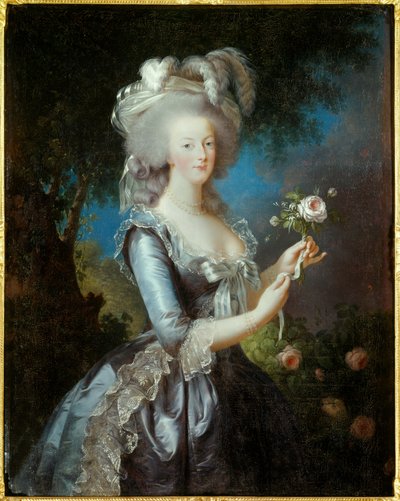 Ruusun muotokuva Marie Antoinettesta Lorraine Habsburgista tekijältä Elisabeth Louise Vigee Lebrun