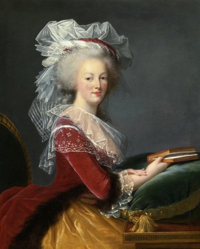 Marie Antoinette kirjan kanssa. tekijältä Elisabeth Louise Vigee Lebrun