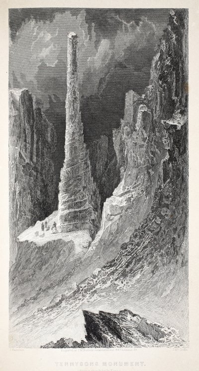 Tennysonin monumentti, kuvitus teoksesta "Toinen Grinnell-retkikunta Sir John Franklinia etsimässä...", 1856 tekijältä Elisha Kane