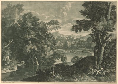 Maisema tekijältä Elisha Kirkall, after Jacques Rousseau