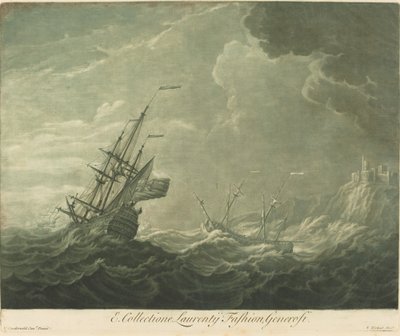 Toimituskohtaus Lawrence Fashion -kokoelmasta tekijältä Elisha Kirkall after Willem van de Velde the Younger
