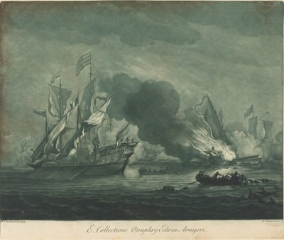 Lähetyskohtaus Onuphrij Edwinin kokoelmasta tekijältä Elisha Kirkall after Willem van de Velde the Elder
