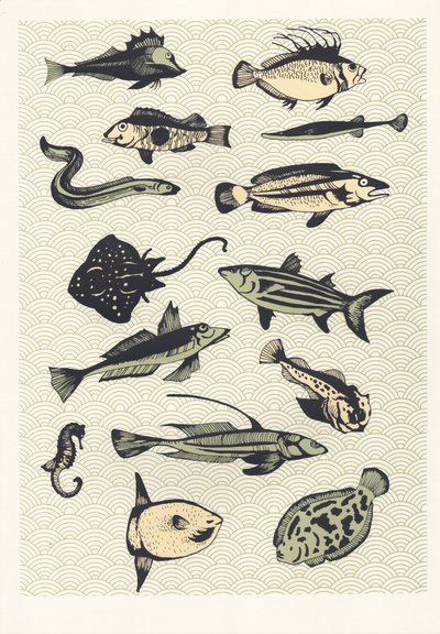Keltainen japanilainen kala, 2016 (silmäpainatus) tekijältä Eliza Southwood