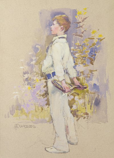 Alec valkoisissa (vesiväri paperille) tekijältä Elizabeth Adela Stanhope Forbes