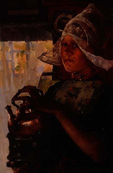 Betje, hollantilainen tyttö (öljy paneelissa) tekijältä Elizabeth Adela Stanhope Forbes