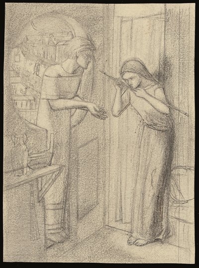 Clerk Saunders (kynä paperille) tekijältä Elizabeth Eleanor (1834 62) Siddal
