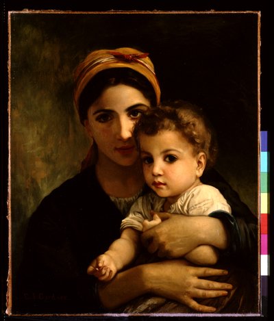 Nuori tyttö lapsen kanssa (öljy kankaalle) tekijältä Elizabeth Jane Gardner Bouguereau