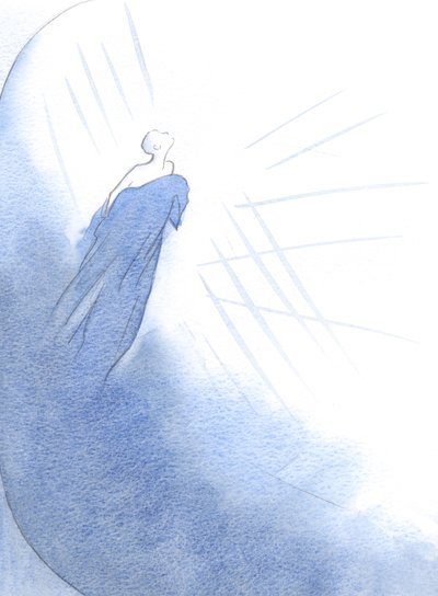 Poistunut sielu (hyvä ihminen) nousi esiin itserakkauden ohuesta kotelosta ja kiihdytti koko ajan kohti taivaan kirkkautta., 2001 (paperilla) tekijältä Elizabeth Wang