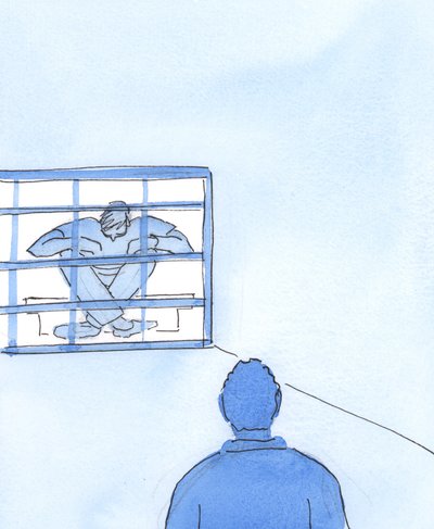 Synnin loukkuun jäänyt ihminen on kuin häkissä oleva vanki, avain sisällä, 2004 (paperilla) tekijältä Elizabeth Wang