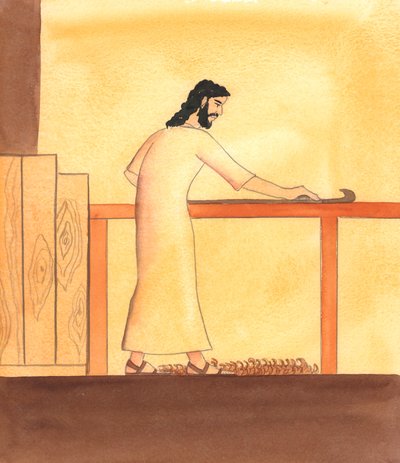Ihminen, joka tekee työtä ja täyttää tavallisia velvollisuuksiaan Jumalan rakkaudesta, on Jumalan silmissä hyvin kaunis, 2005 (akvarelli paperille). tekijältä Elizabeth Wang